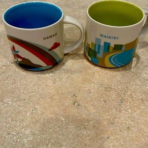 (2) 16oz HAWAII WE ARE HERE STARBUCKS MUGS WAIKIKI & HAWAII NEW MUGS HAWAII SET